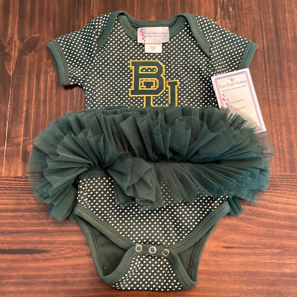 Baylor University Pin Dot Tutu Creeper 6 Mo